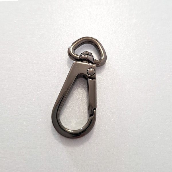 Gun metal Metallic carabiner on a white background