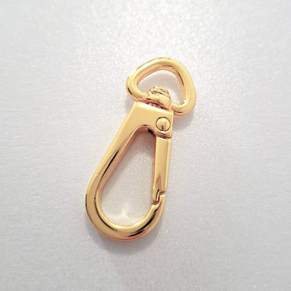 Gold coloured clasp on a white background