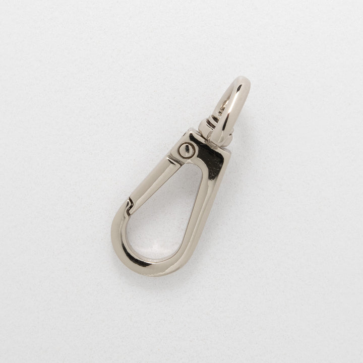 Nickel colour Silver carabiner on a white background