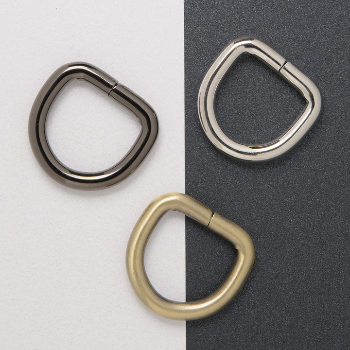 3 unwelded 20mm d-rings in nickel, gun metal and antique brass finishes