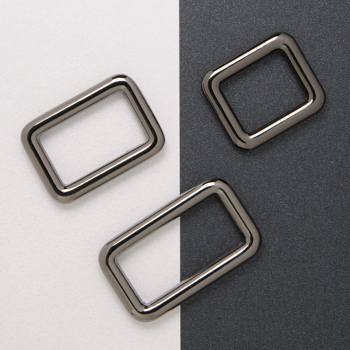 3 x gun metal square rings, 20mm, 25mm and 32mm