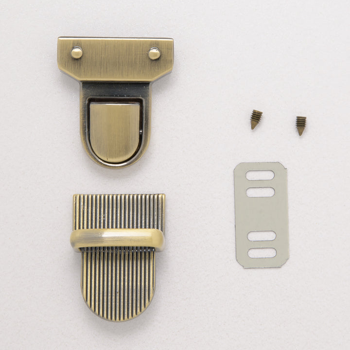 28.5mm antique brass tuck lock  with backing plate and screws